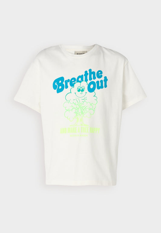 Scotch & Soda TREES FOR ALL crewneck T shirt White (ZZO1ZZQ01-K02) Unisex