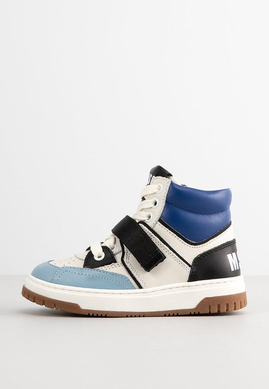 MSGM LEATHER HIGH TOP BASKET SNEAKERS LACE UP Off-White (ZZO2LMY09-A00) Kids