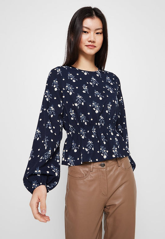 JDY FREJA L/S PUFF SLEEVE TOP LO Multi-Coloured (ZZO1TLB12-T00) Women