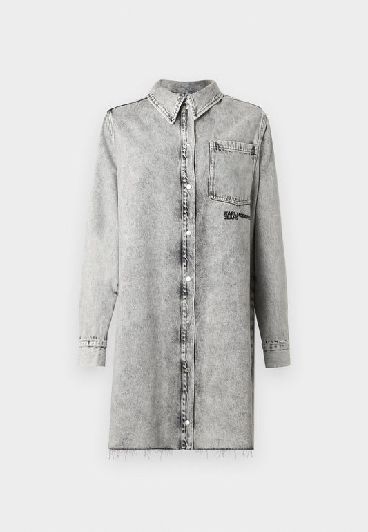 Karl Lagerfeld Jeans Klj Denim Shirt Dress Bleached Grey (B1W130402IH) Women