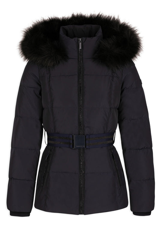 Morgan Straight belted padded jacket with hood Dark Blue (M5921U021-K11) Women