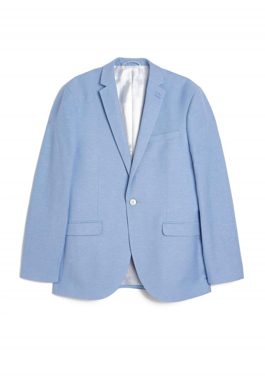 River Island Blue Skinny fit Linen Suit Jacket Light Blue (RI922A06U-K11) Men