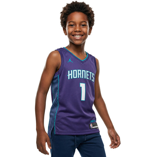 Jordan Jersey Charlotte Hornets Swingman Statement Edition Lamelo Ball Blue (JR-EY2B7BXJP-HOR01) Kids