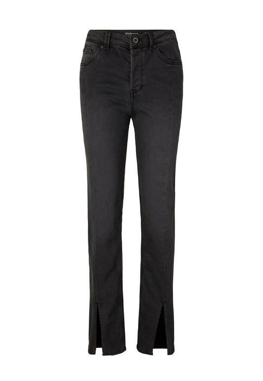 TOM TAILOR DENIM Jeanshosen Emma Straight Fit Jeans with Hosenbein Schlitz Black (TO721N0AT-Q11) Women