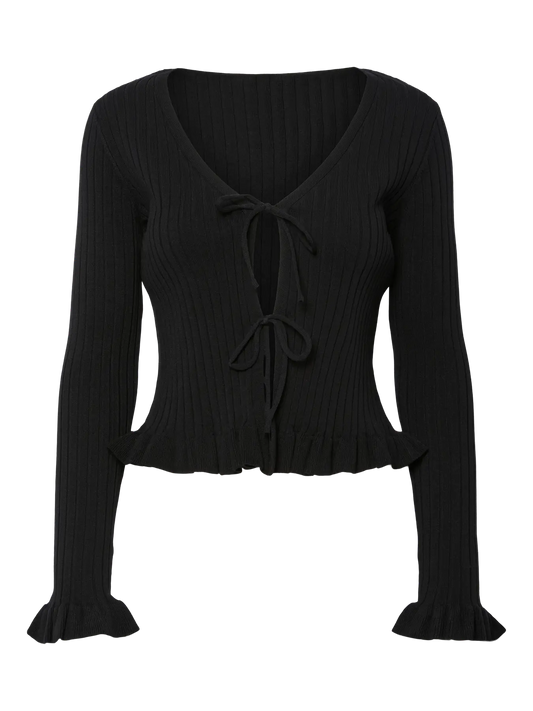 Ragnhild Long Sleeve V-Neck Cardigan Pwp Black (17162168) Women