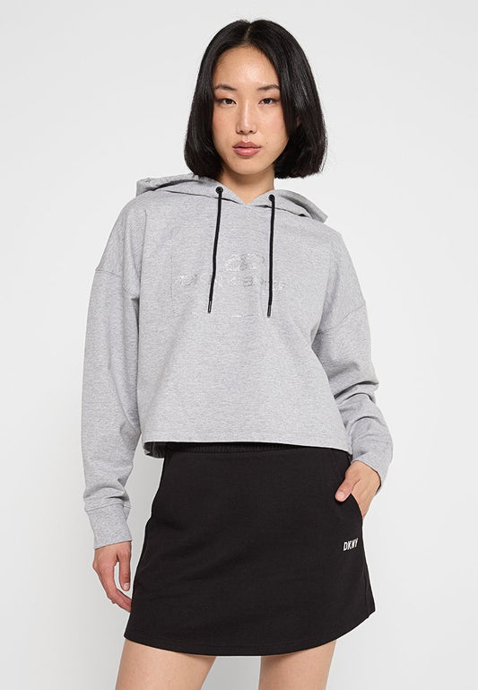 DKNY Sport RHINESTONE LOGO CROP Light Grey (ZZO2QLY04-C00) Women