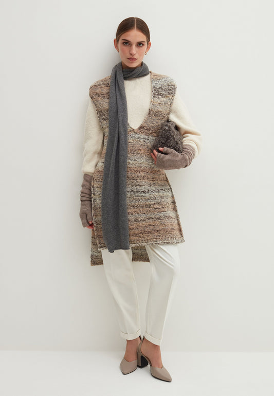 Stefanel Long closed Lurex gilet with V neck Multi-Coloured (S5721I0BX-T11) Women