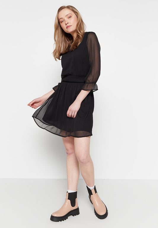 JDY MELLY 3/4 CHIFFON DRESS WVN LO Black (ZZO1W8X19-Q00) Women