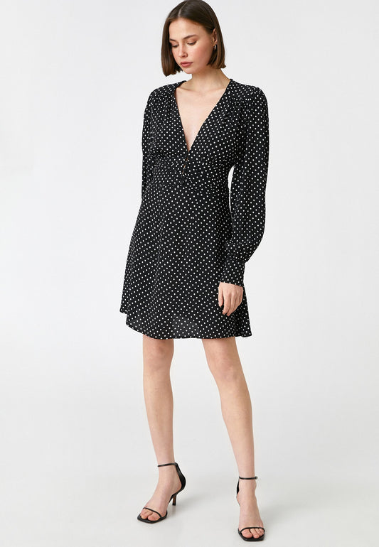 Koton Long Sleeve Dotted Dress Neon Green (KOA21C017-M11) Women