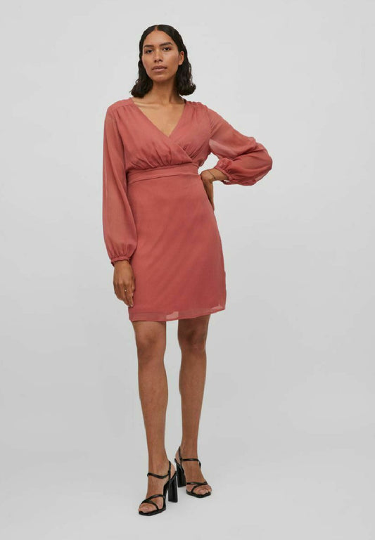 VILA Dress with langen Ärmeln Chiffon Mottled Pink (V1021C3K0-J11) Women