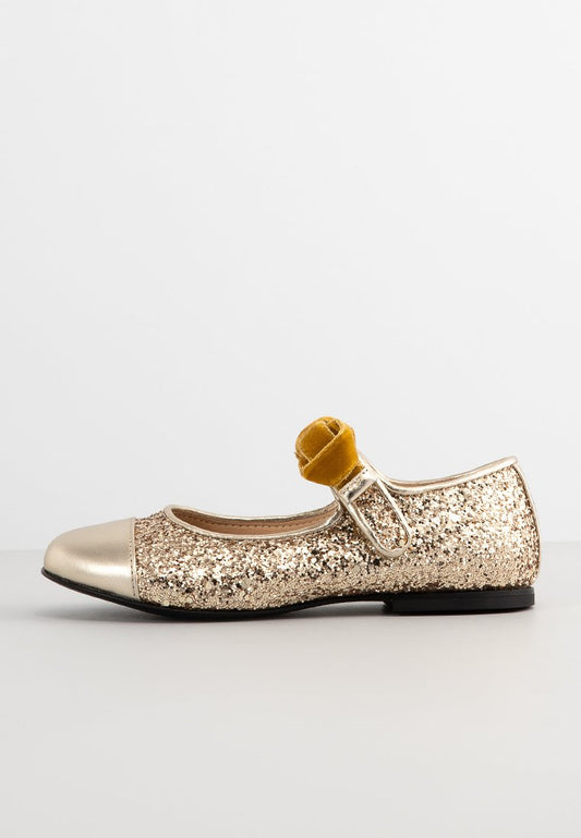 ELIE SAAB GLITTER MARY JANE WITH BOW EMBELLISHED Gold-Coloured (ZZO2LMX08-F00) Kids