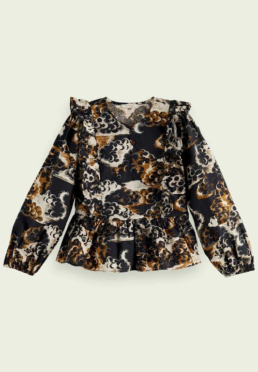 Scotch & Soda Printed voluminous-sleeved Top black (SC323H01I-Q11) Kids