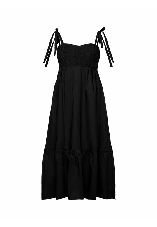 Esprit Midi Dress with Stickerei, LENZING™ ECOVERO™ Black (ES121C2DN-Q11) Women