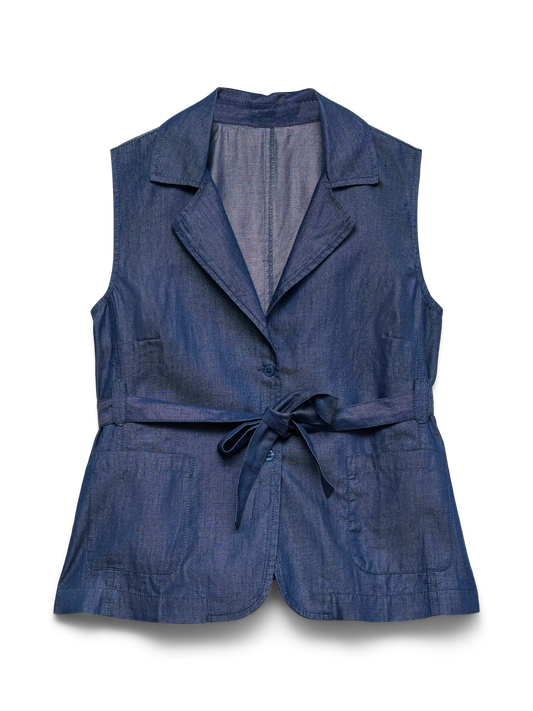 Zitta Sleeveless Tie Vest Exp Dark Blue Denim (10352080) Women