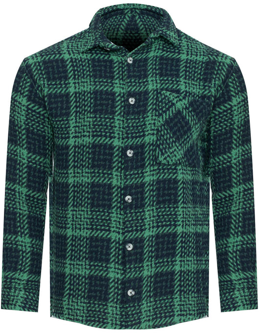 PLUS POSH Shirt Men's Zielono-navy KRATKA (8438) Men