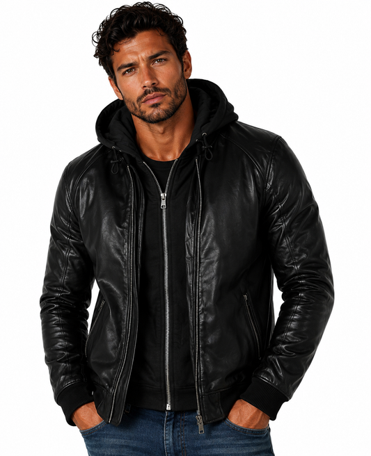 DEBRANDE Jacket Leather Men's BLACK (10630) Men