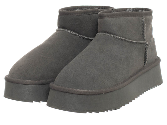 SOLO SOPRANI COUTURE Leather Ankle Boots Women's SOLO SOPRANI COUNTURE HUGH PLATFORM SHARK (8004) Women