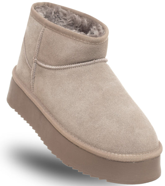 SOLO SOPRANI COUTURE Leather Ankle Boots Women's HUGH PLATFORM TAUPE (5883) Women