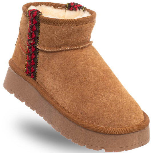 SOLO SOPRANI COUTURE Leather Ankle Boots SCW421P20/03 HOTA SUEDE TRIMMING JEWEL (5985) Women