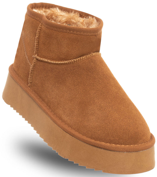 SOLO SOPRANI COUTURE Leather Ankle Boots Women's HUGH PLATFORM CAMEL (8013) Women