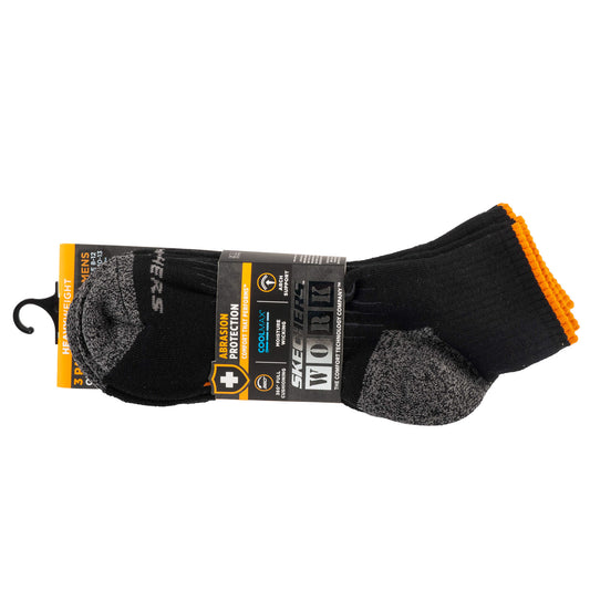 Skechers 3pk Mens Work Qtr Socks S115423-BLK Men