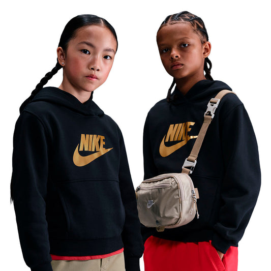 Nike Club Fleece Hdy Gold Satn Black/(Metallic Gold) (IH2874-010) Kids